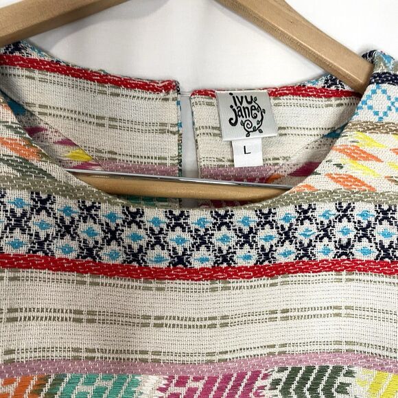 Ivy Jane Colorful Serape Poncho Shirt Boho Fringe Aztec Blanket L Western Mexico - Picture 2 of 8